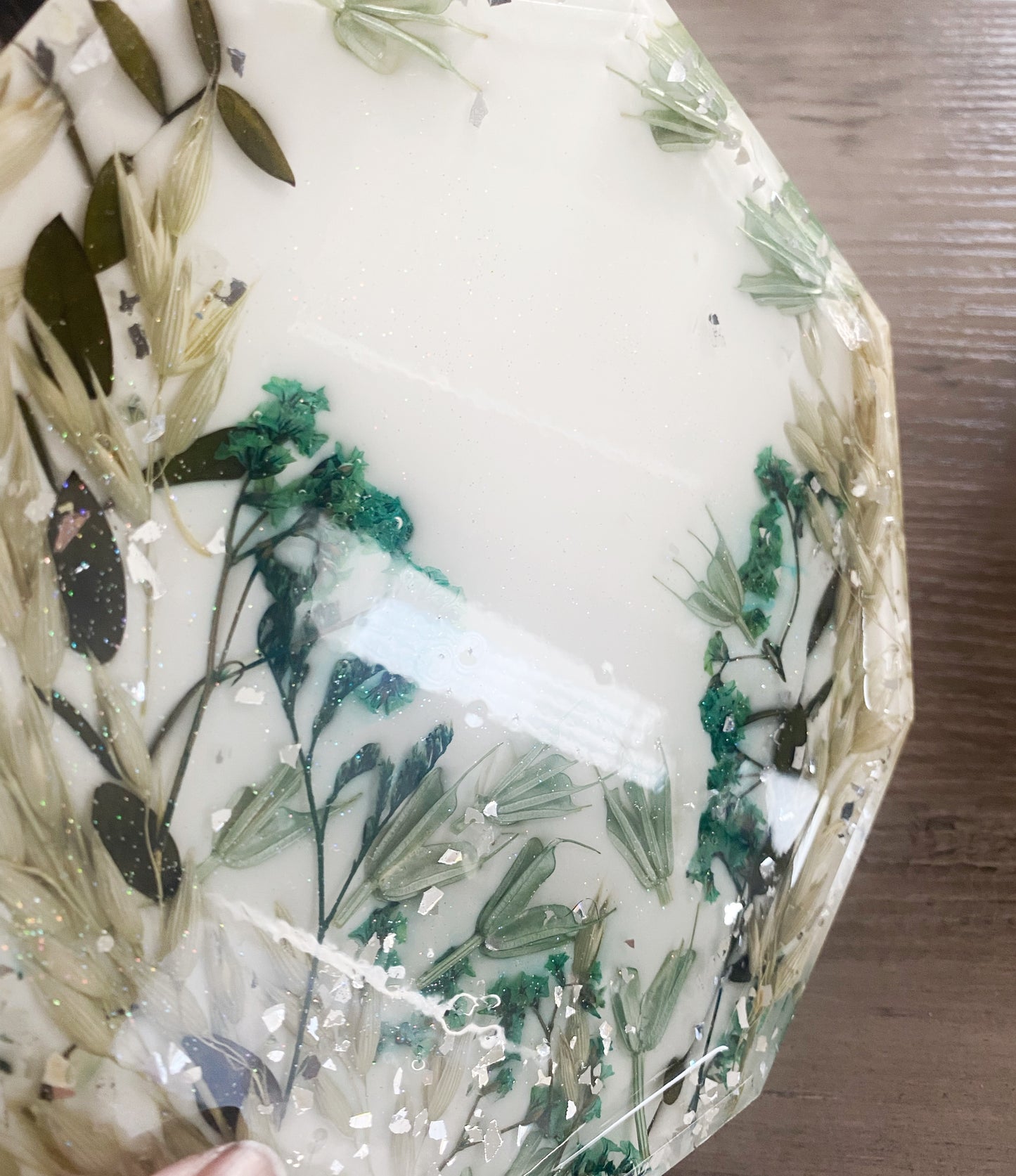 “Winter’s Whisper” Dried Flower Preservation Hexagon Resin Tray