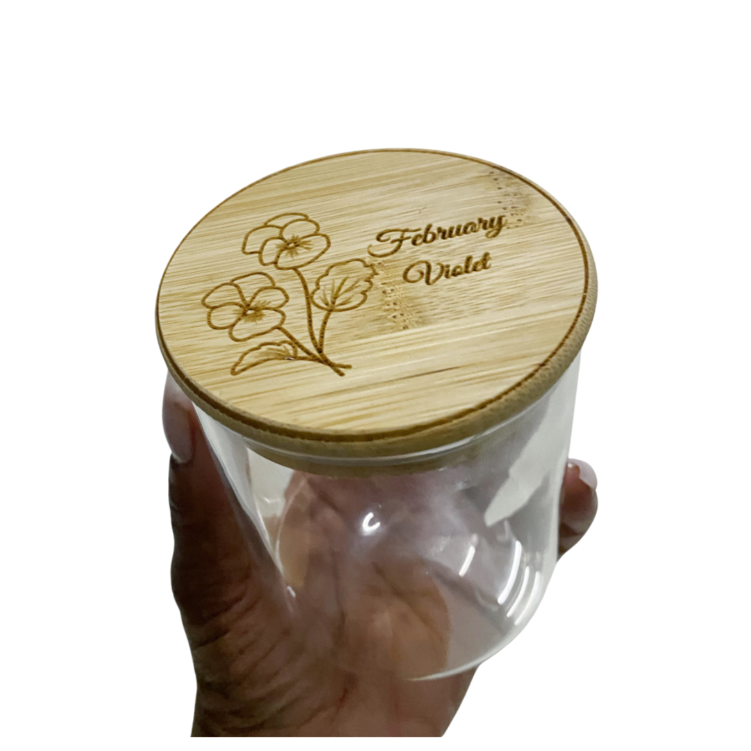 Celebration/Organization Jar with Engraved Bamboo Lid