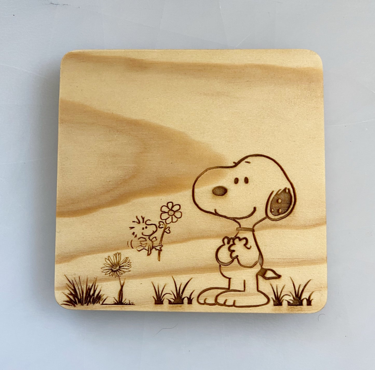 Snoopy & Woodstock Best Friends Bamboo Candle Board & Wood Coaster