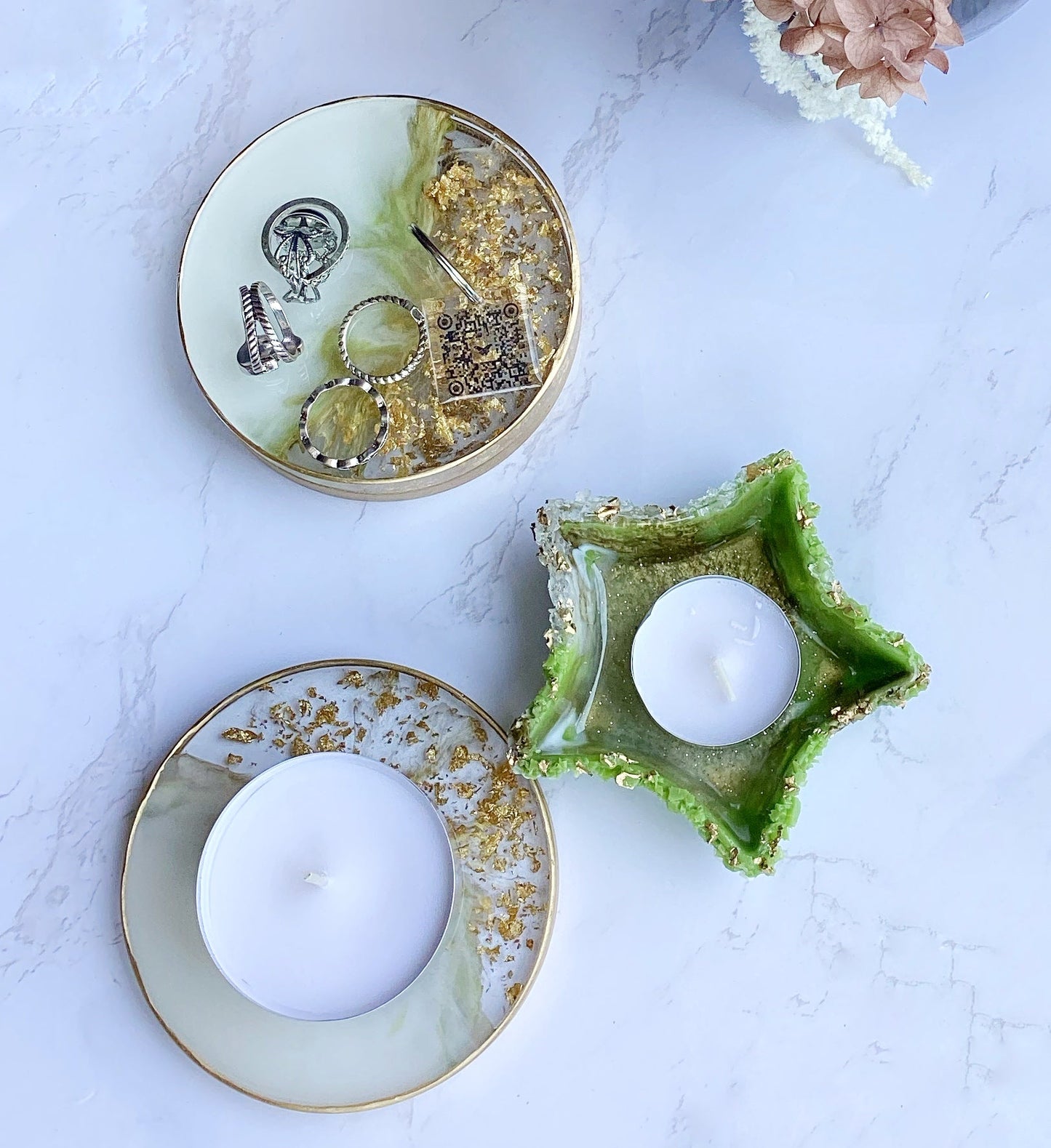 Round Resin Coaster and Star Dish Set of 3