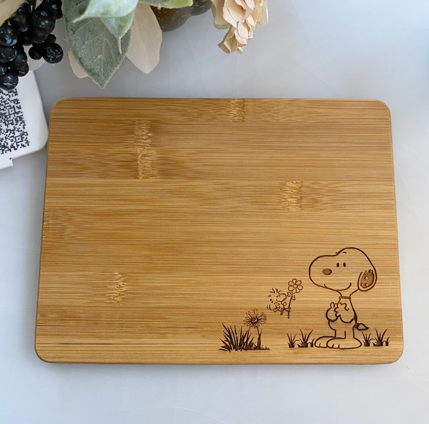 Snoopy & Woodstock Best Friends Bamboo Candle Board & Wood Coaster