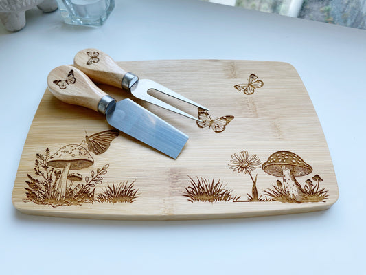 Laser Engraved Mini Charcuterie Board and Knife Set