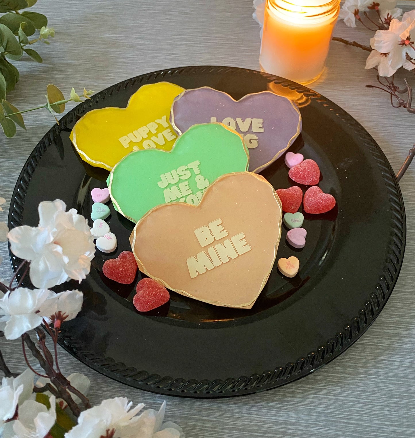 Personalized Resin Heart Event Name Place Card Table Decor 