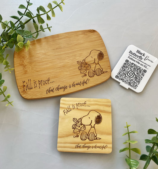 Snoopy and Woodstock Fall is the Best Bamboo Candle Board