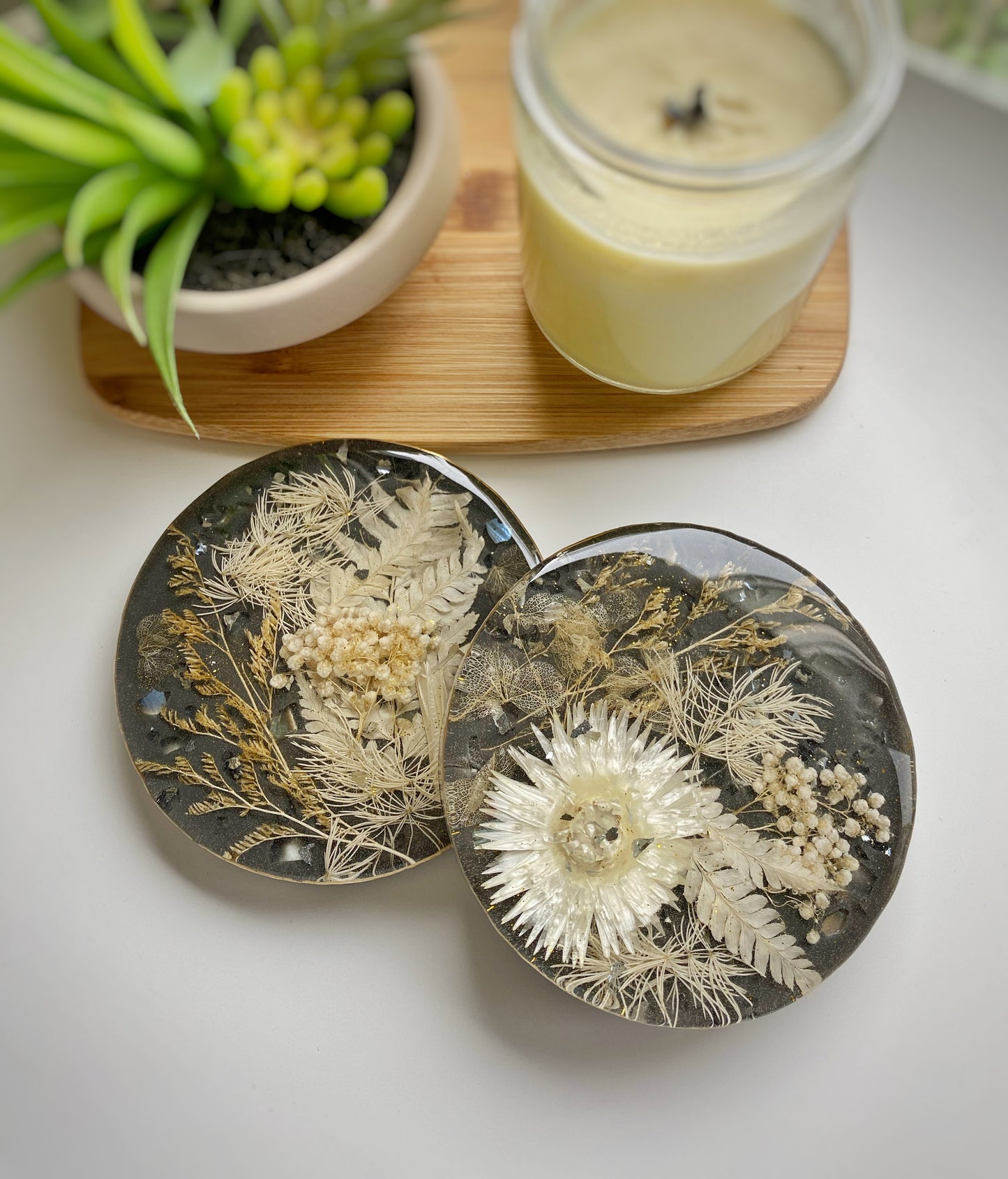 Preserved Flower Resin Coaster Table Decor