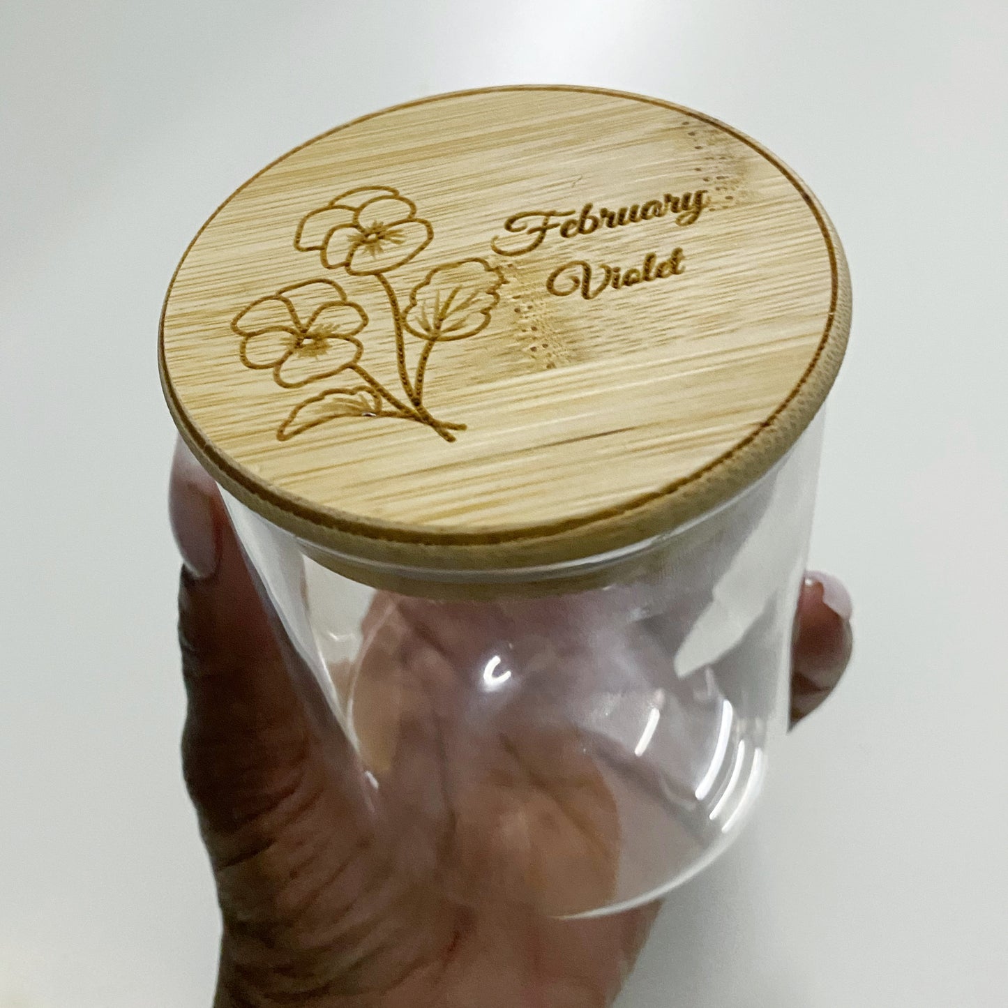 Celebration/Organization Jar with Engraved Bamboo Lid