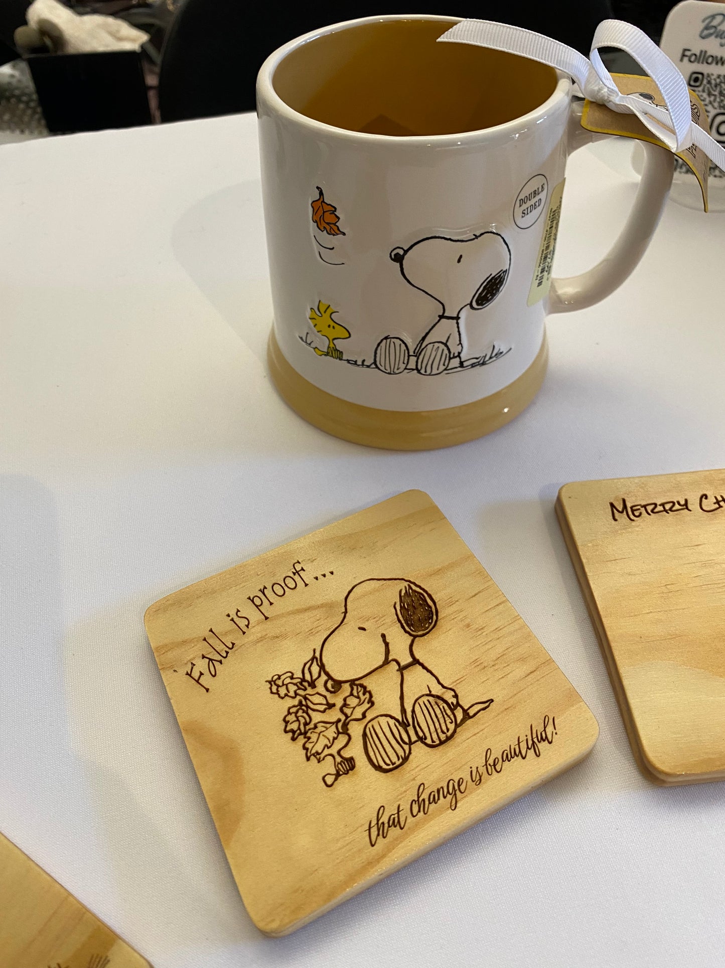 Snoopy and Woodstock Best Friends Bamboo Candle Board