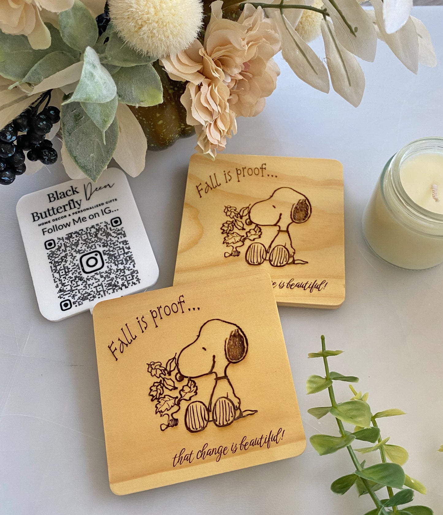 Snoopy and Woodstock Fall is the Best Bamboo Candle Board