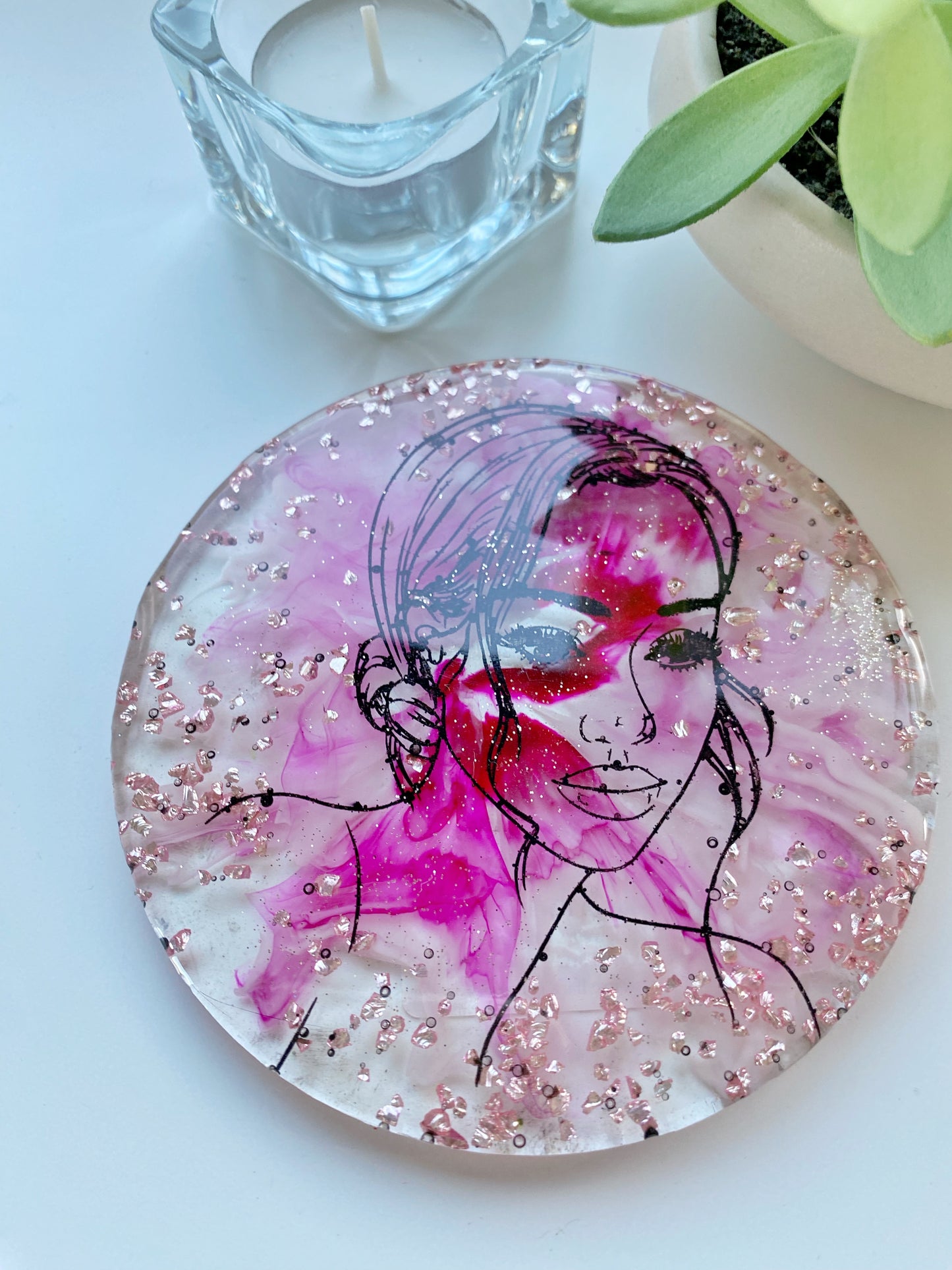 Black Girl Custom Resin Coaster and Tray