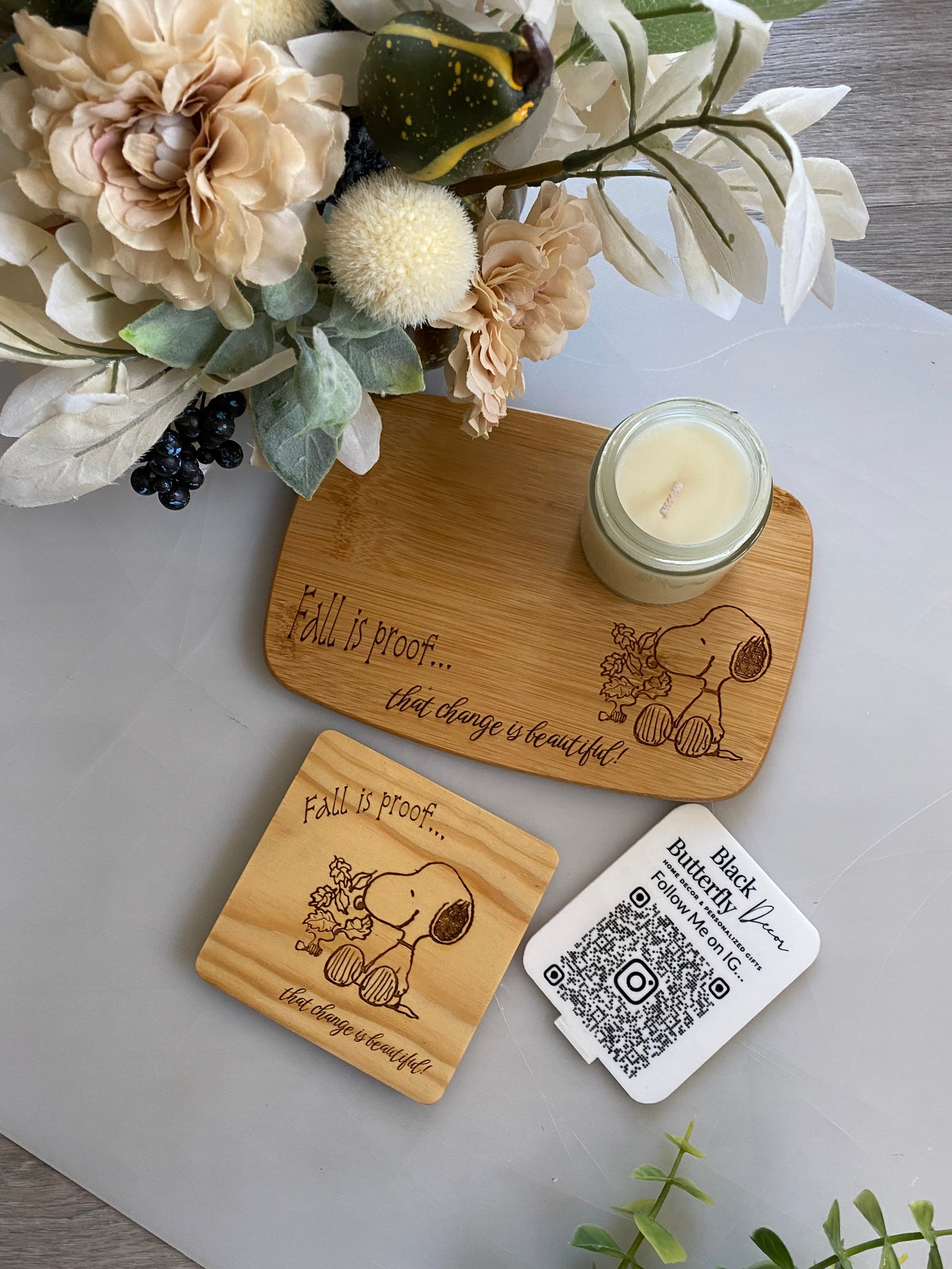 Snoopy and Woodstock Fall is the Best Bamboo Candle Board