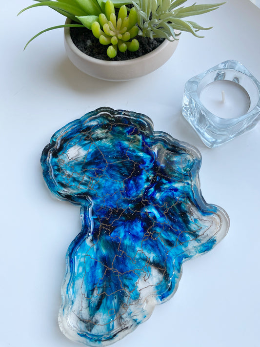 Ocean Blue Africa Resin Tray Couple Gift 