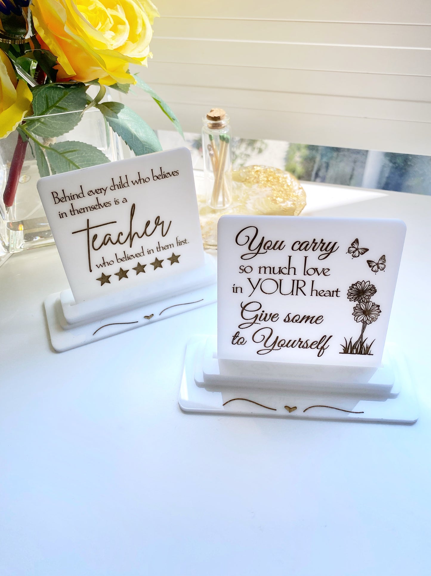 Inspirational Acrylic Engraved Signs (Add Custom Message or Quote)