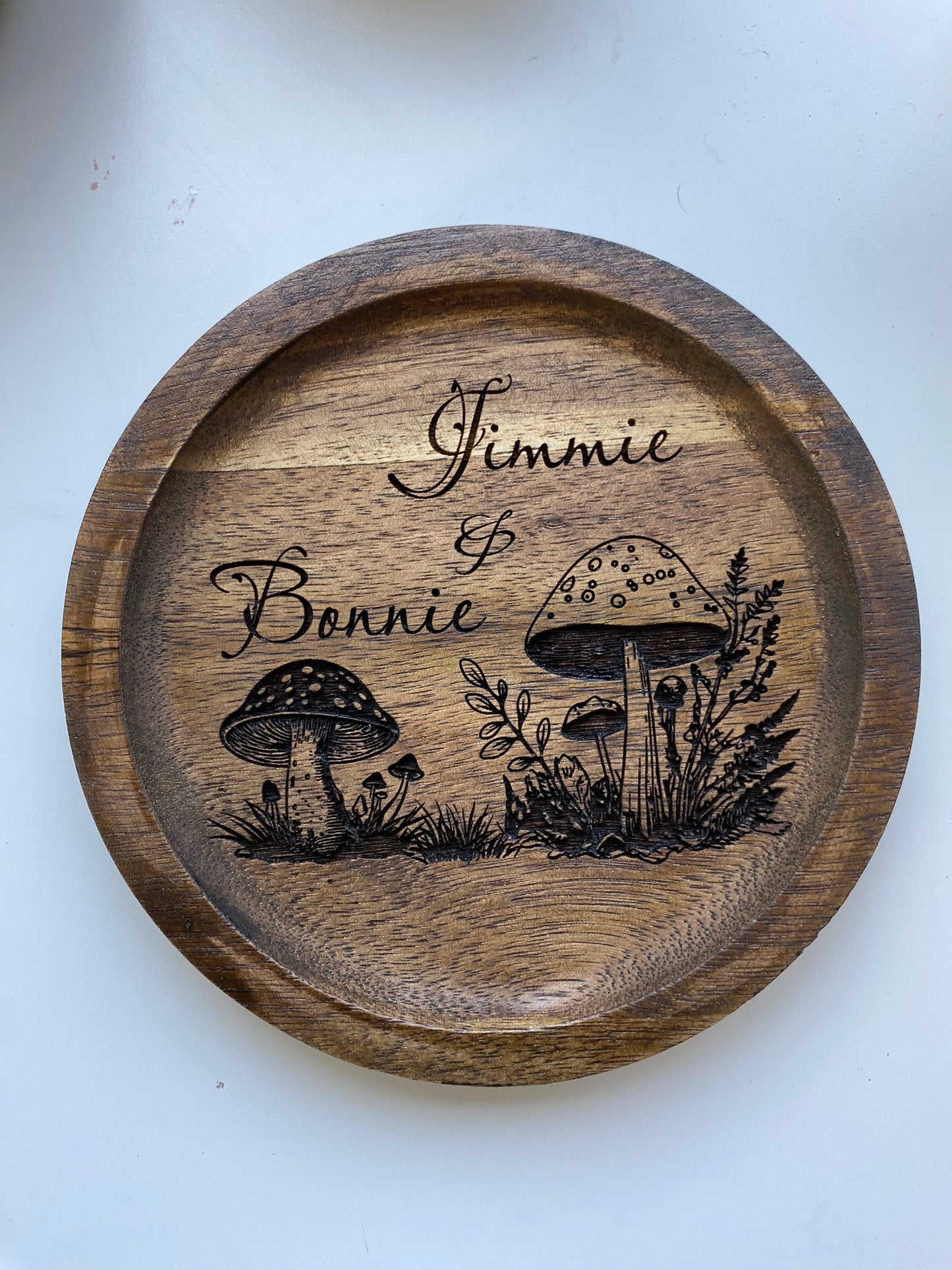 Mushroom Engraved Wood Coaster