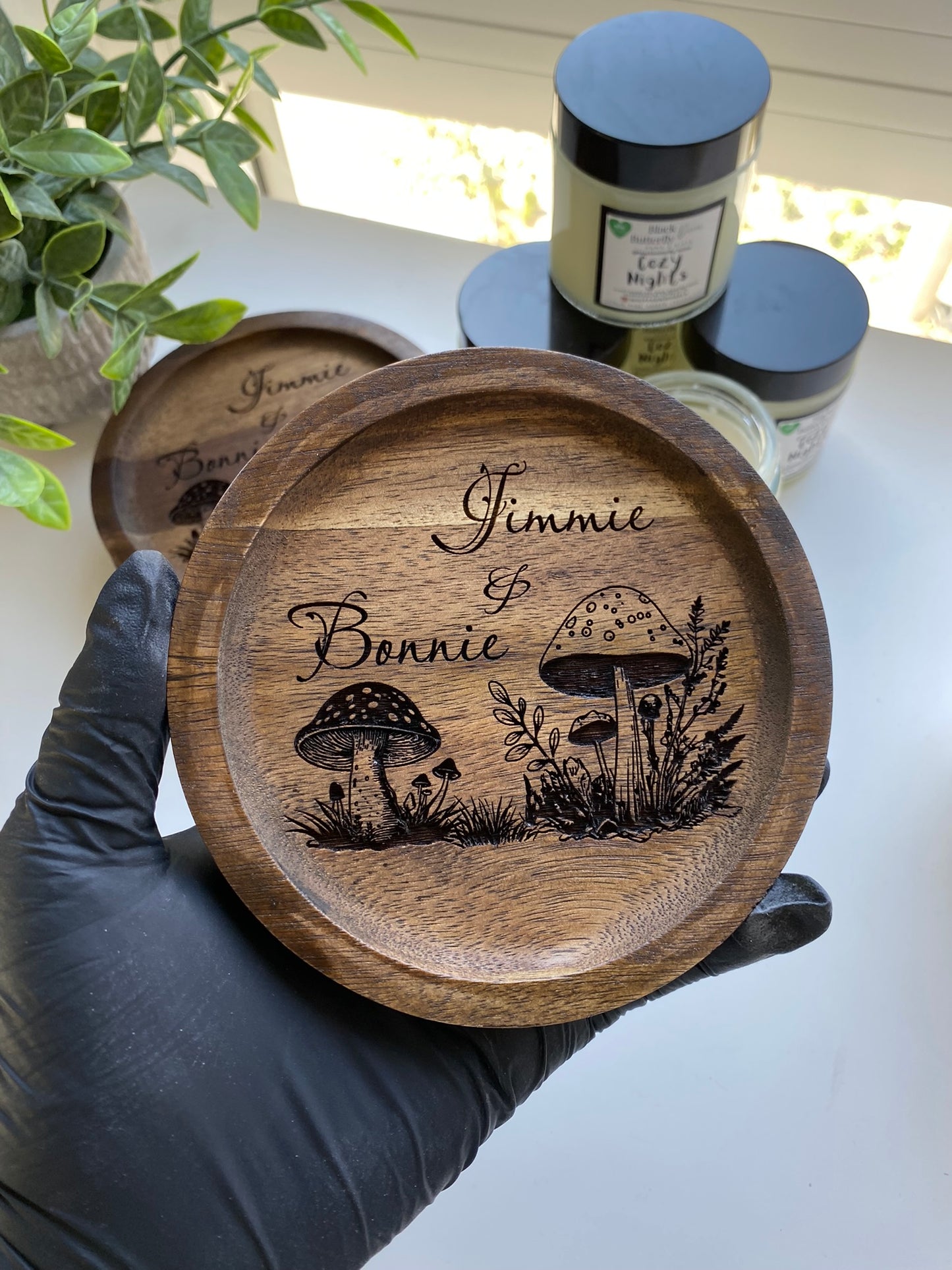 Mushroom Engraved Wood Coaster